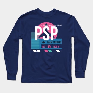 Palm Springs (PSP) Airport Code Baggage Tag A Long Sleeve T-Shirt